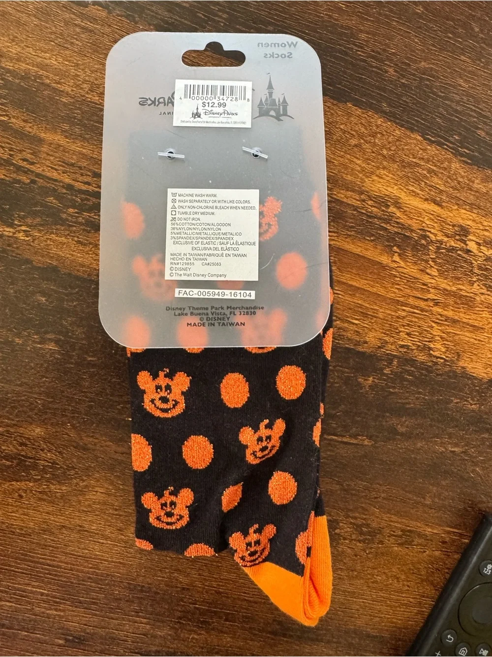 Disney Parks Black & Orange Halloween Pumpkin and Polka Dot Socks